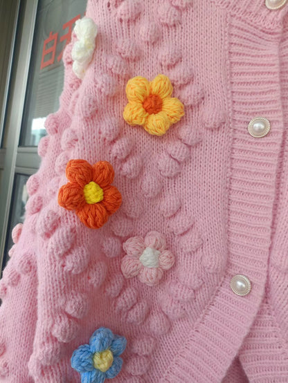 3d Designed Handmade Knitted Flower Cardigans