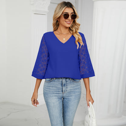 Fashion Summer Chiffon 3/4 Sleeves Women Blouses