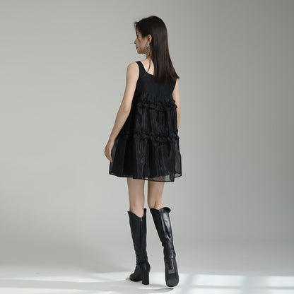 Designed Spaghetti Straps Black Short Dresses