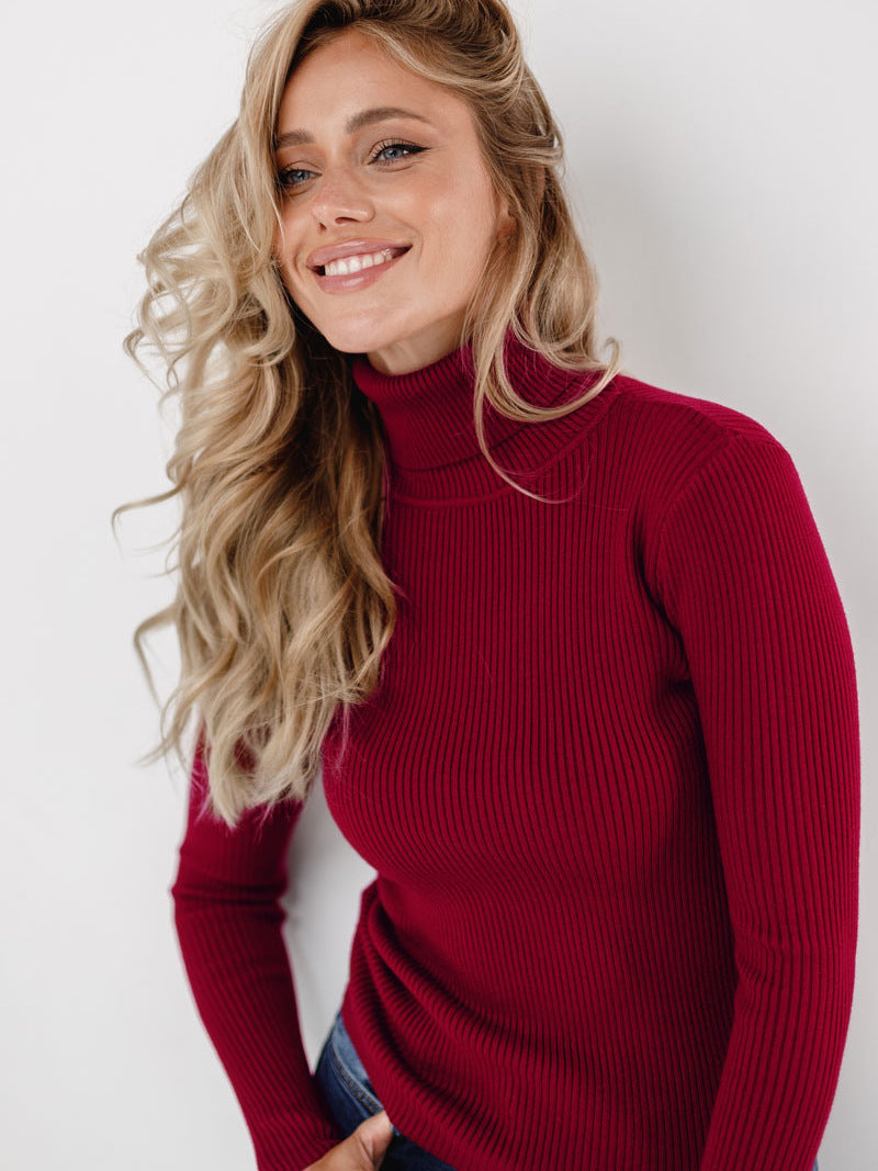Sexy High Neck Knitted Sheath Sweaters