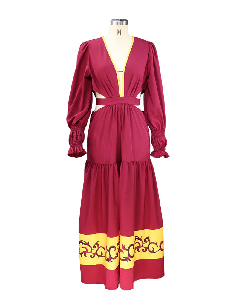 Fashion V Neck Long Sleeves Fall Dresses