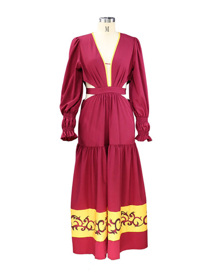 Fashion V Neck Long Sleeves Fall Dresses