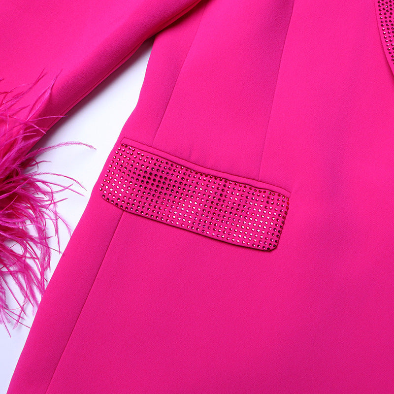 Luxury Designed Feather Blazer Coat for Women