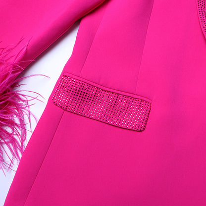 Luxury Designed Feather Blazer Coat for Women