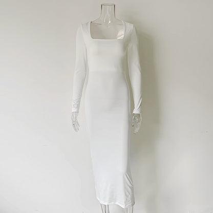 Sexy Simple Style Long Sleeves Solid Dresses