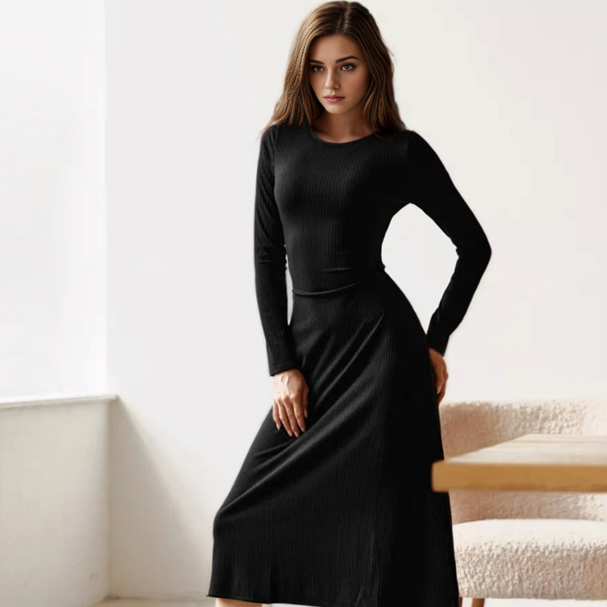 Fashion Round Neck Long Sleeves Dresses