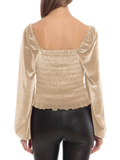Elegant Designed Velvet Long Sleeves T Shirts