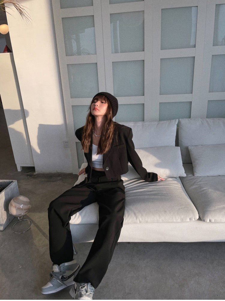 Fashion Short Blazers & High Waist Pants Suits