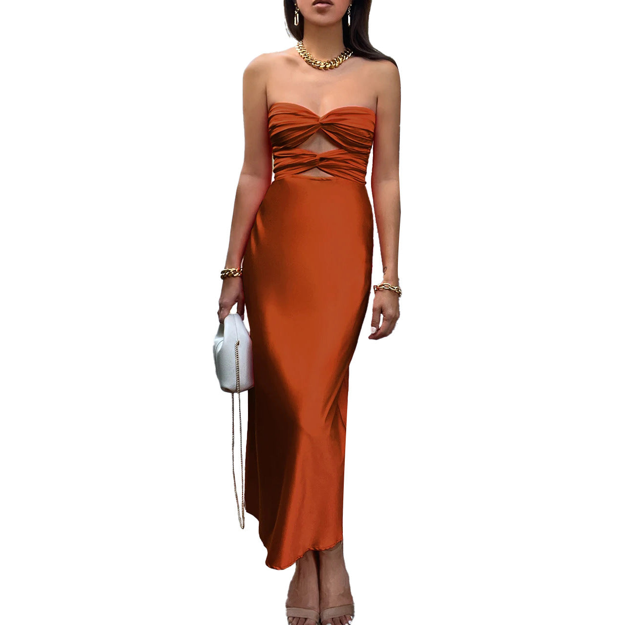 Sexy Satin Strapless Summer Women Party Dresses