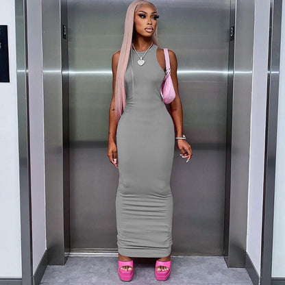 Sexy Fashion Round Neck Sleeveless Long Dresses