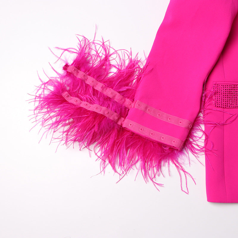 Luxury Designed Feather Blazer Coat for Women