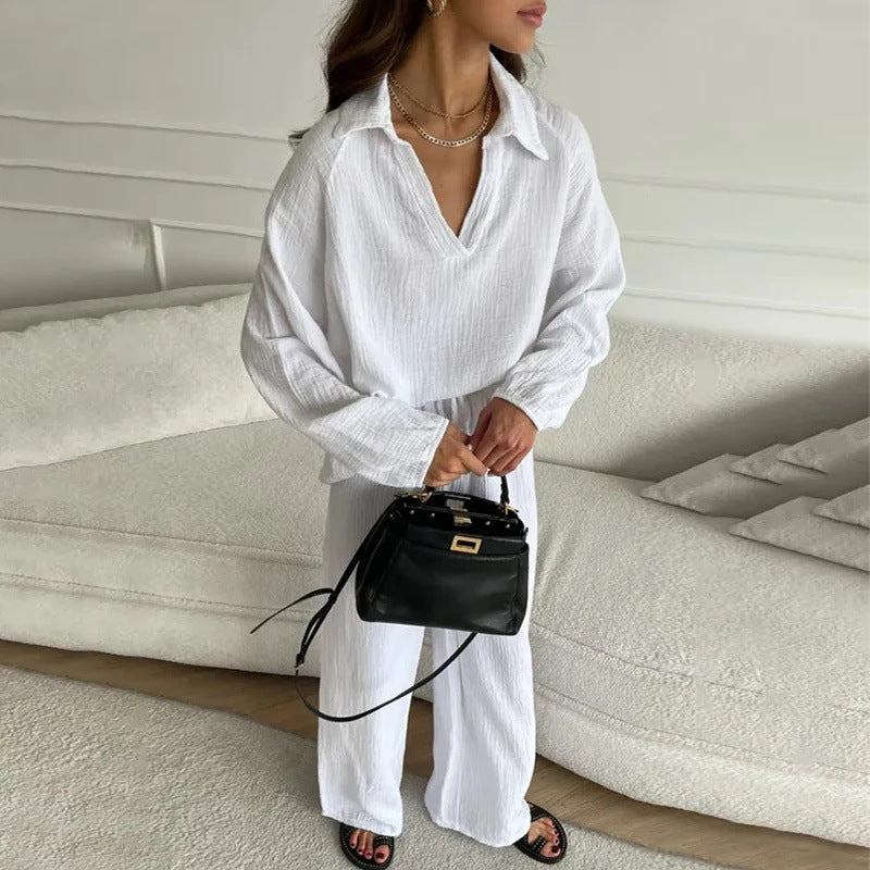 Trendy Women's Linen Two Piece Set with Long Sleeves for Stylish Casual Looks