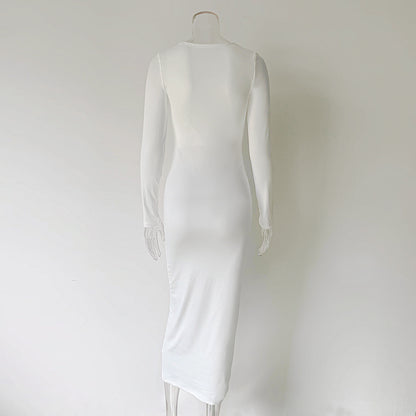 Sexy Simple Style Long Sleeves Solid Dresses