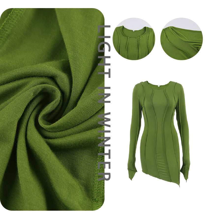 Sexy High Neck Elastic Knitted Mini Sheath Dresses