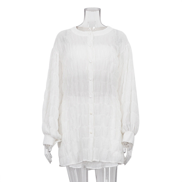 Casual Summer Long Sleeves Shirts with Strapless Tops and Shorts 3pcs Sets