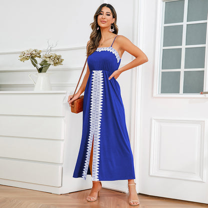 Elegant Lace Trim Summer Long Dresses