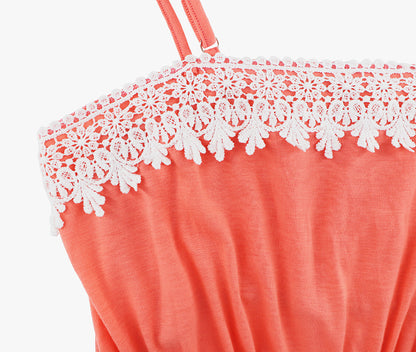 Elegant Lace Trim Summer Long Dresses