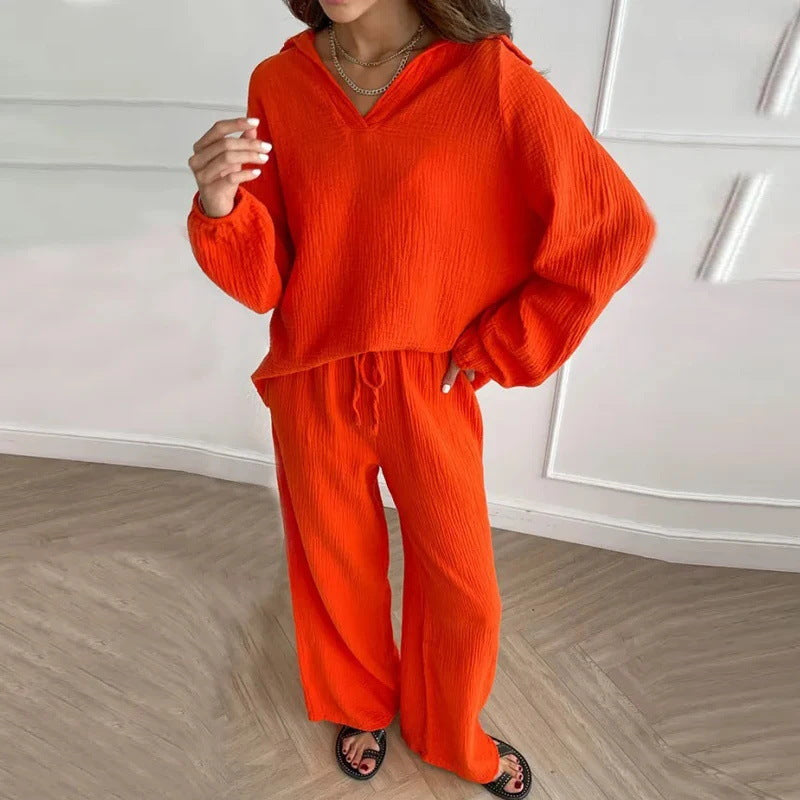 Trendy Women's Linen Two Piece Set with Long Sleeves for Stylish Casual Looks