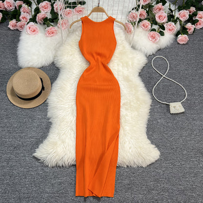 Sexy Summer Twist Designed Knitted Tank Top Elastic Dresses