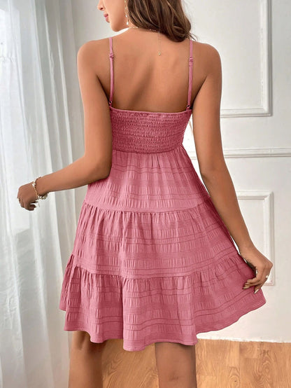 Summer Spaghetti Straps Suspender Solid Color Versatile Daily Dresses
