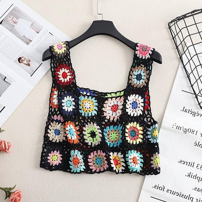 Sexy Embroidery Summer Knitted Holiday Tank Tops