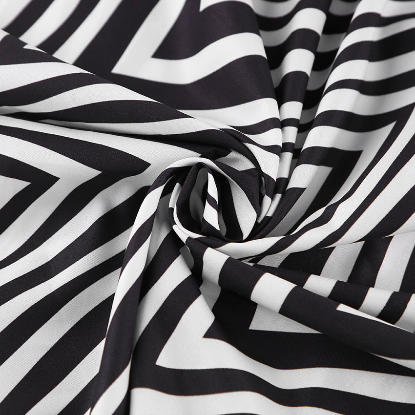Fashion Black & White Stripes Two Pieces Suits for Women