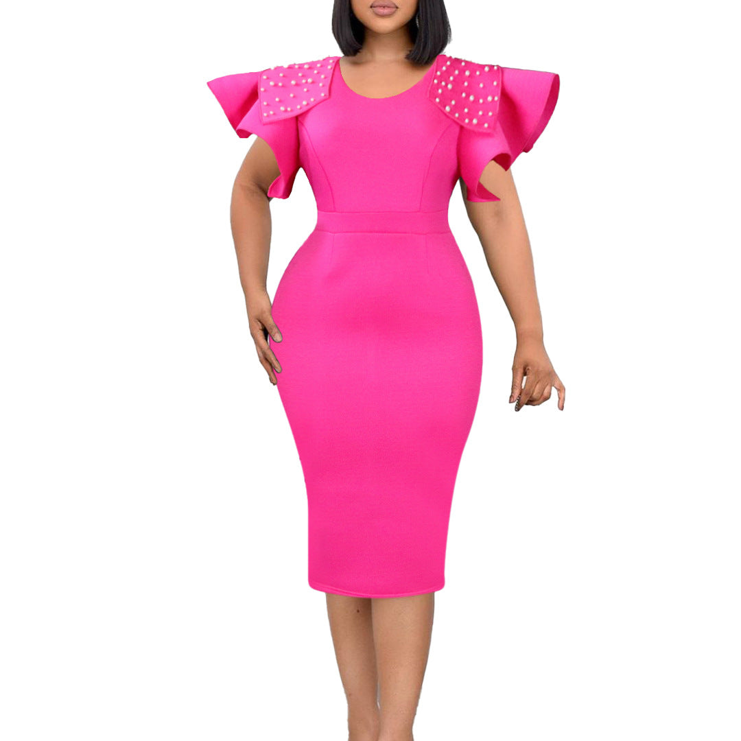 Summer Ruffled Sleeves Women Sheath Dresses