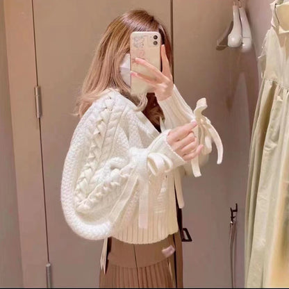 Sweety V Neck Knitted Short Sweaters