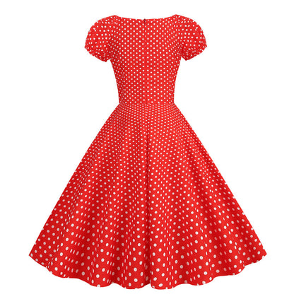 Vintage V Neck Summer Short Sleeves Dresses