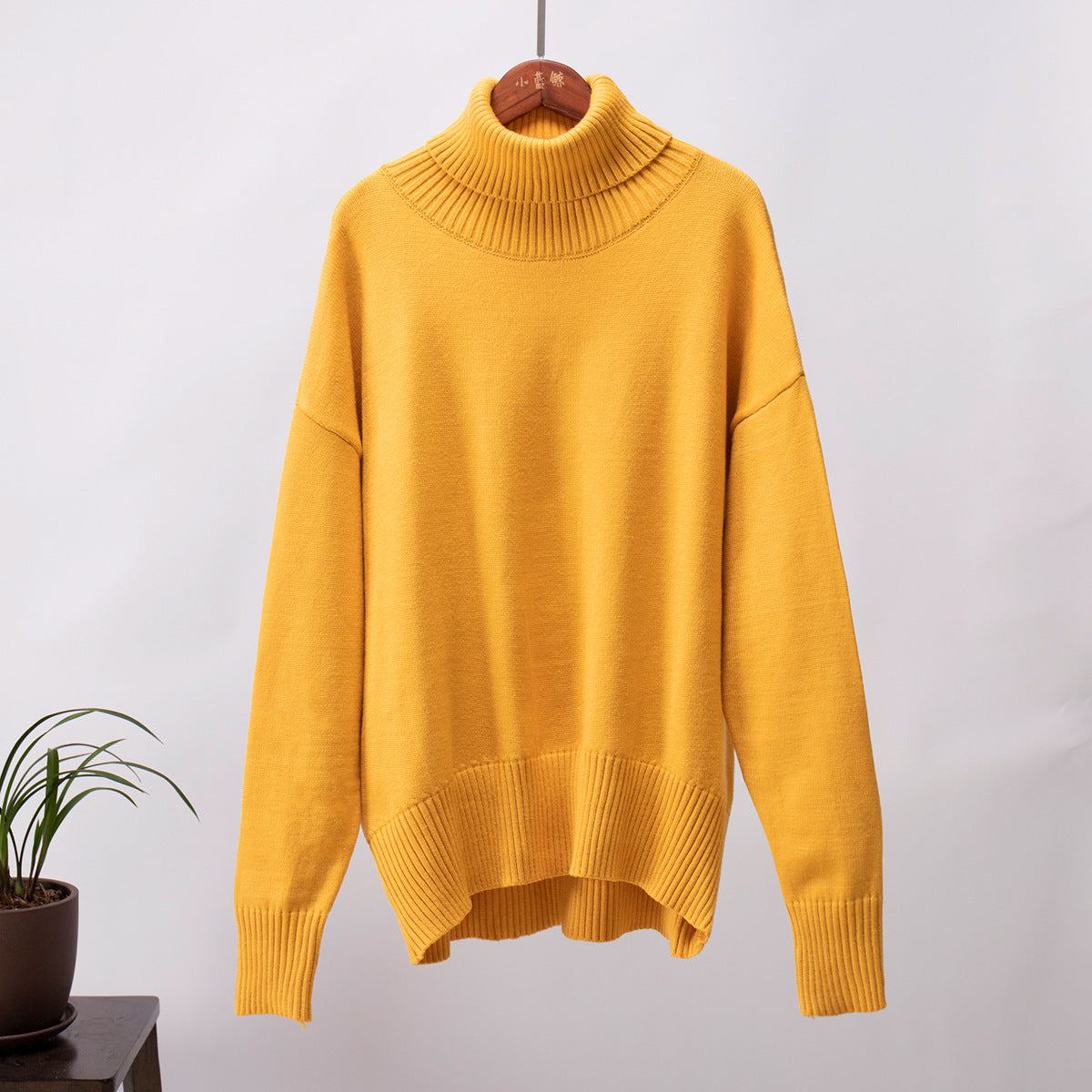 Fashion High Neck Knitted Pullover Sweaters for Women