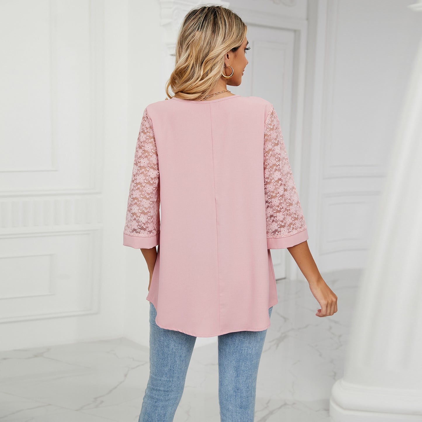 Fashion Summer Chiffon 3/4 Sleeves Women Blouses