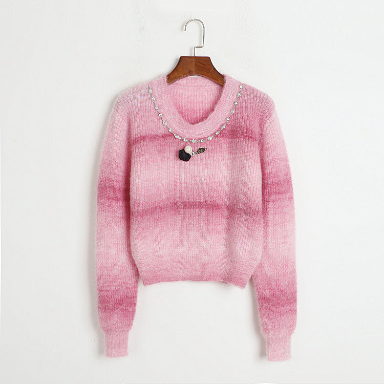 Fashion Lovely 3D Floral Design Short Knitted Sweaters
