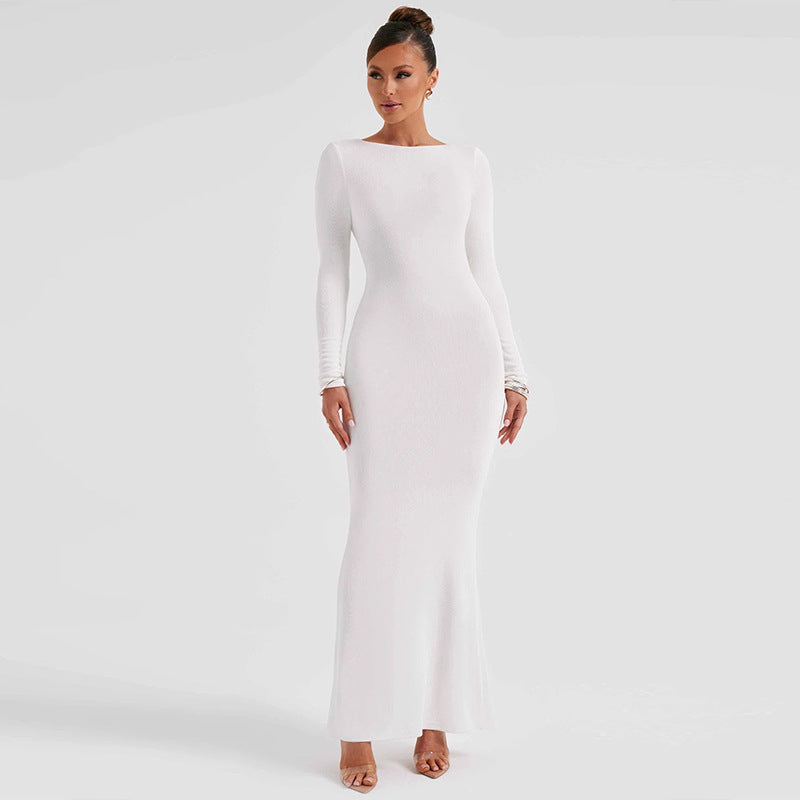 Sexy Backless Lace Up Long Sleeves Dresses