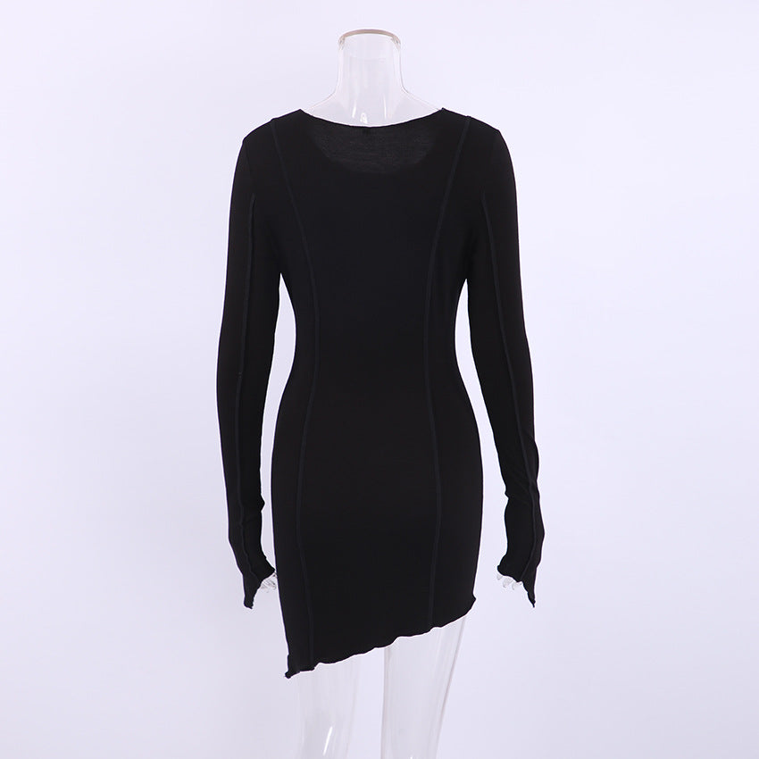 Sexy High Neck Elastic Knitted Mini Sheath Dresses