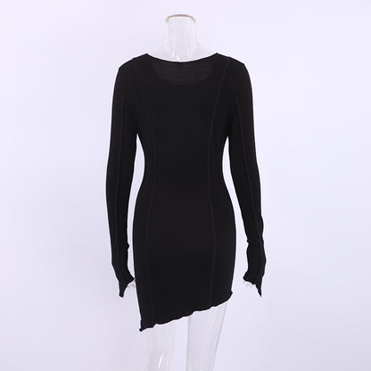 Sexy High Neck Elastic Knitted Mini Sheath Dresses