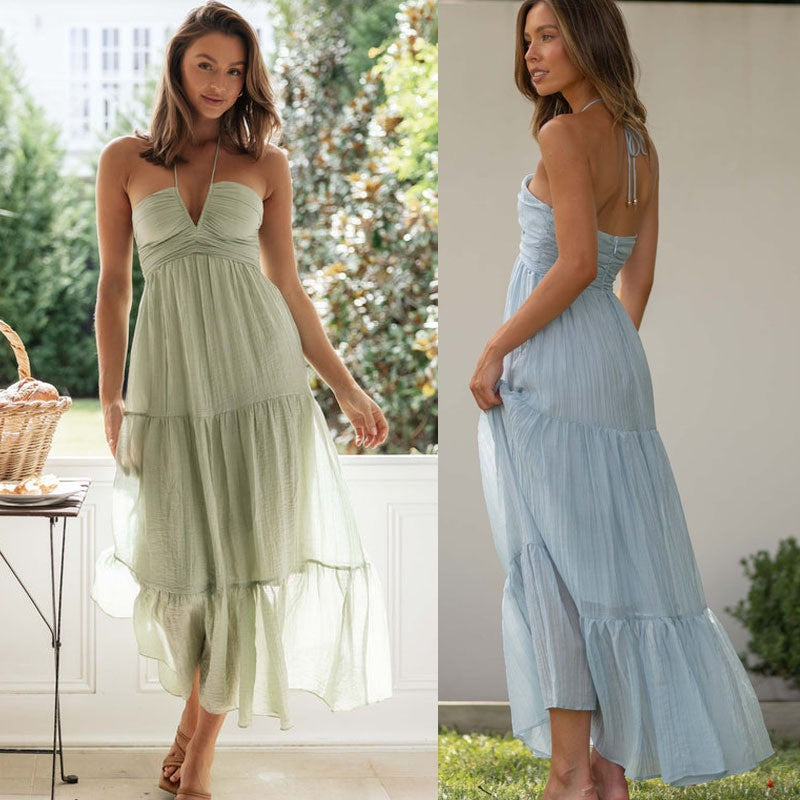 Sexy V Neck Strapless Summer Vacation Dresses