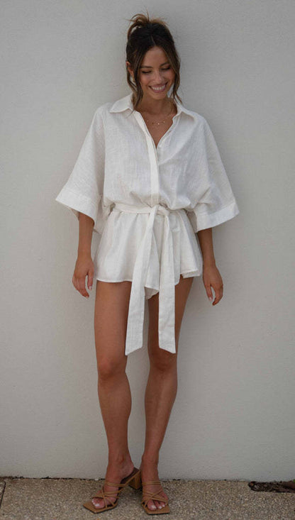 Fashion Half Sleeves Short Jumpsuits for Women