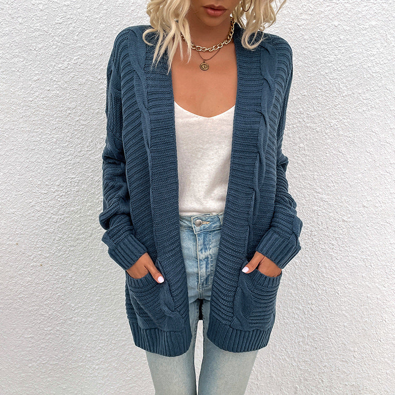 Fashion Twist Design Knitted Long Cardigan Sweaters