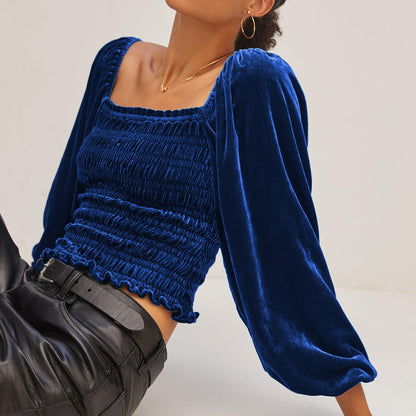 Elegant Designed Velvet Long Sleeves T Shirts