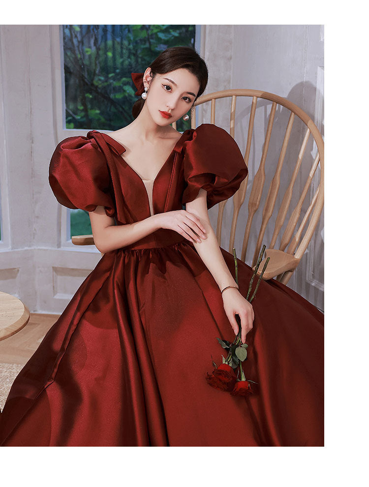Elegant Wine Red Ball Gown Dresses