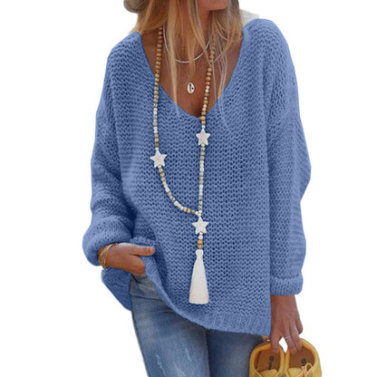 Casual V Neck Knitted Women Sweaters