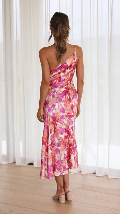 Fashion Summer One Shoulder Midi Length Dresses