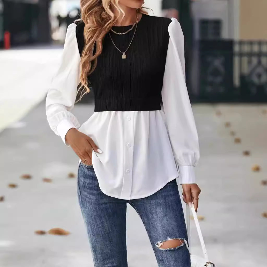 Casual Round Neck Women Blouses Shirts