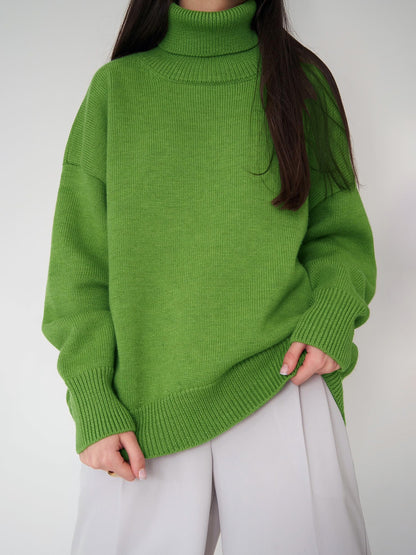 Fashion High Neck Knitted Pullover Sweaters for Women