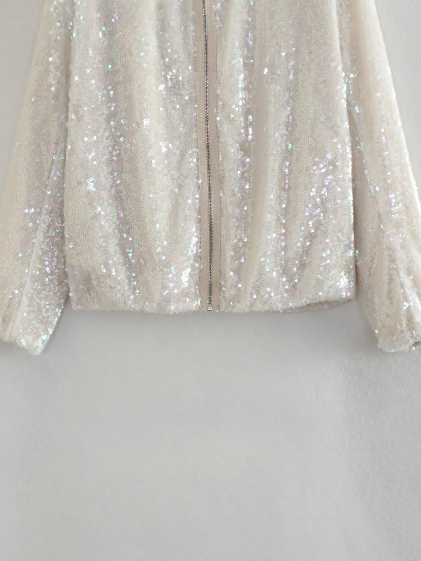 Fashion Sequined Round Neck Top Coats