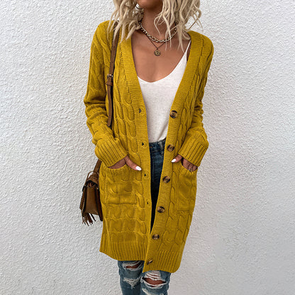 Casual Twist Design Long Cardigan Sweaters for Women