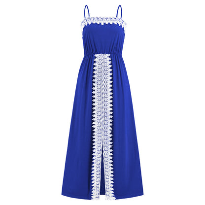 Elegant Lace Trim Summer Long Dresses