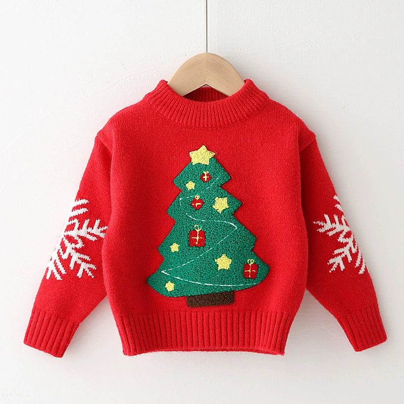 Christmas Tree Design Pullover Sweaters for Kids