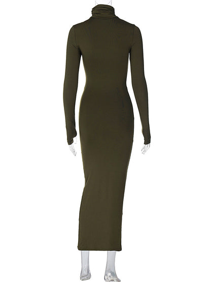 Sexy Stand High Neck Long Sleeves Sheath Dresses