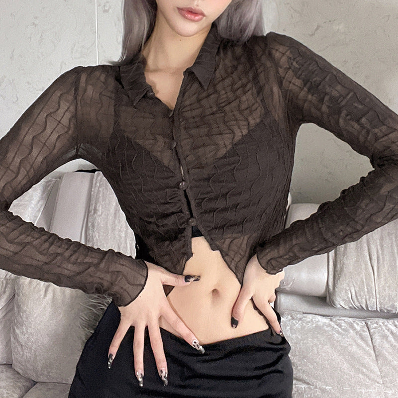 Fashion Midriff Baring Long Sleeves Shirts